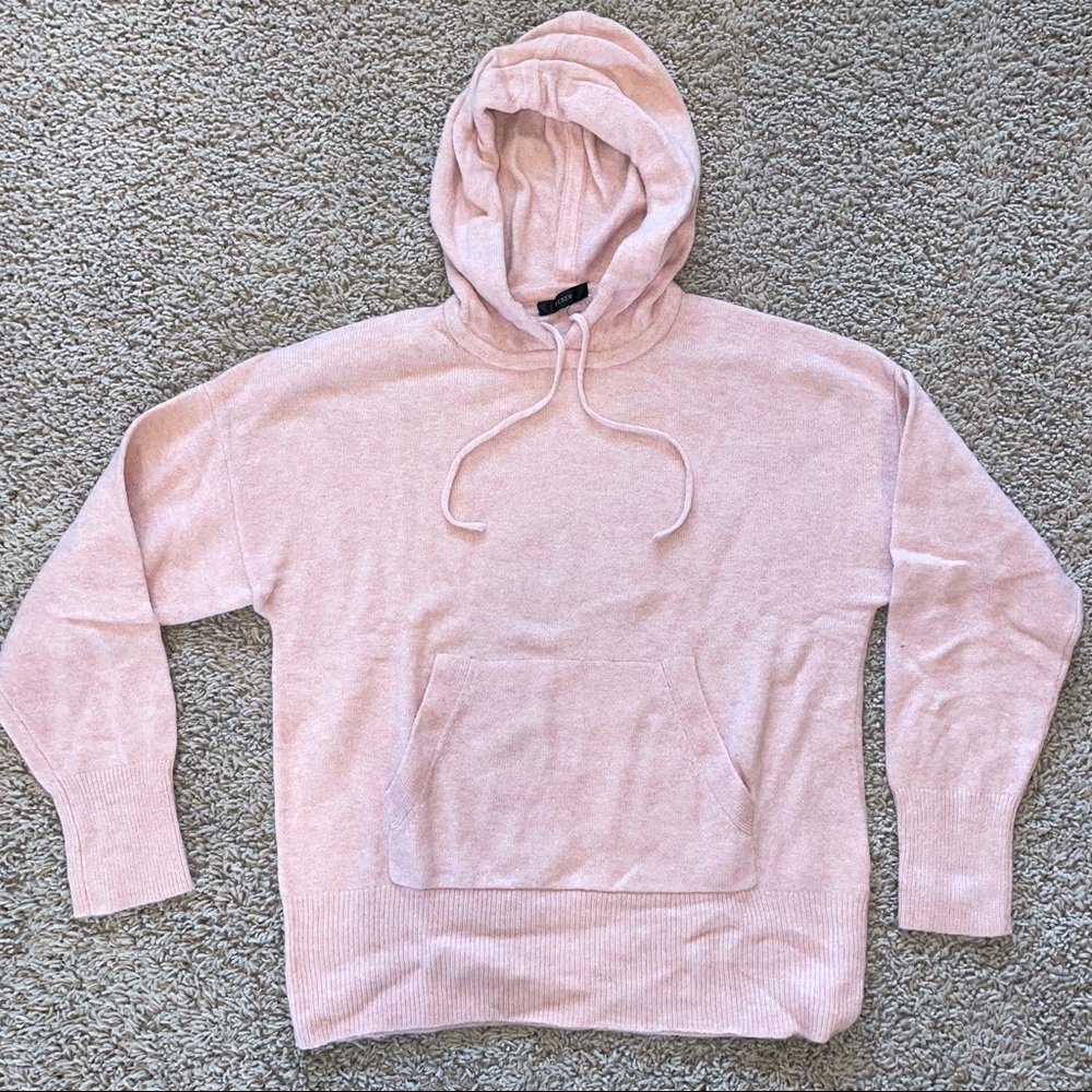 J Crew Hoodie-Sweater in Supersoft Yarn Heather Pale Pink Size Medium